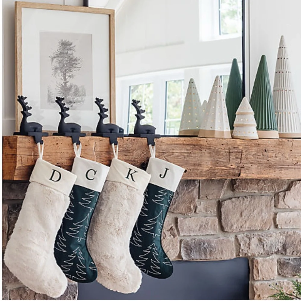 New! 🖤🦌🖤Crate&Barrel Zinc Sitting Reindeer Holiday Stocking Holder